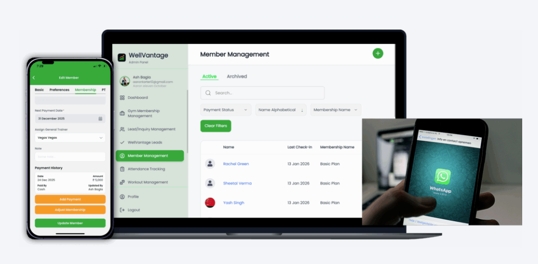 WellVantage — WhatsApp and SMS communication automations for gyms