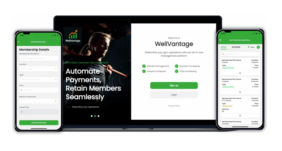 WellVantage sign-up and membership setup on laptop and mobile